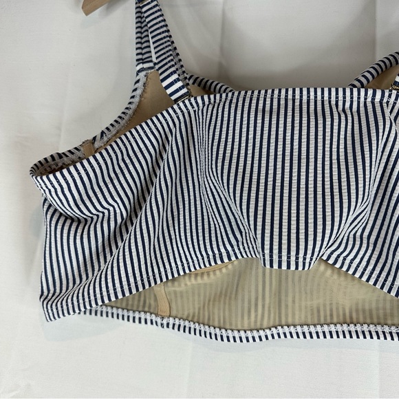 CACIQUE SWIM Women’s Size 44C Bikini Top Striped Underwire Ruffled Padded - Picture 12 of 16